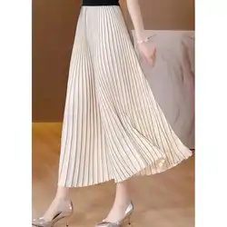 Women Summer Simplicity Loose Fashion Pleated Solid Color High Waist Wide Leg Women Clothes Casual All-match Trend Trousers