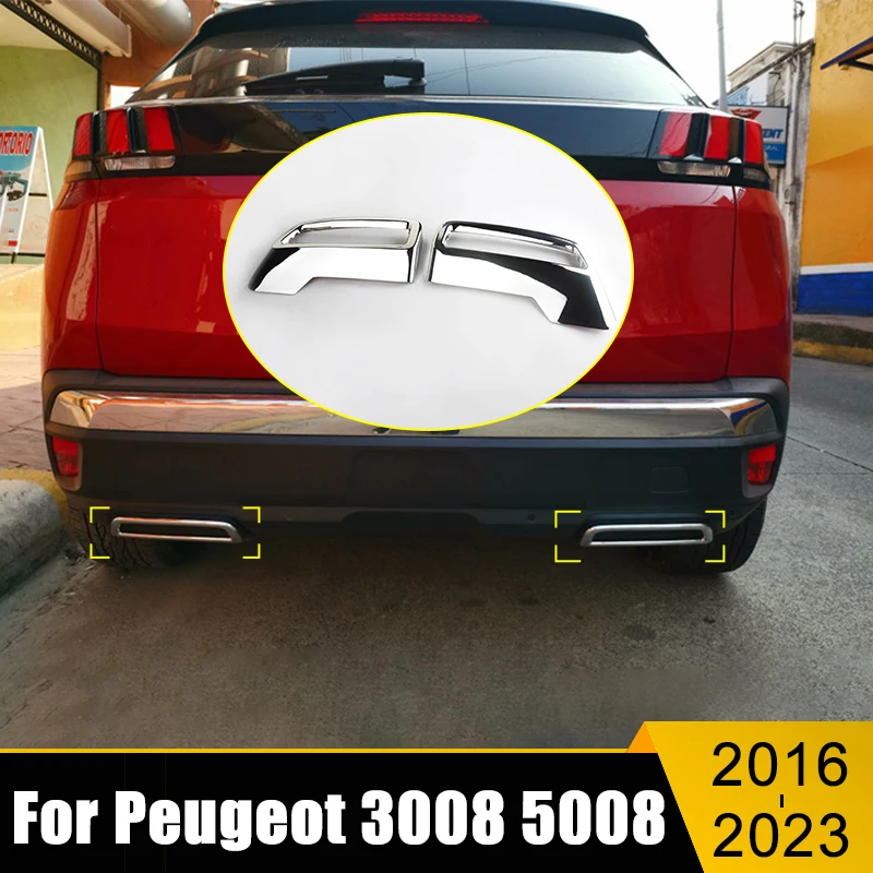 

Car Rear Exhaust Muffler Tail End Pipe Decoration Cover Trim For Peugeot 3008 5008 Allure Access 2016-2019 2020 2021 2022 2023