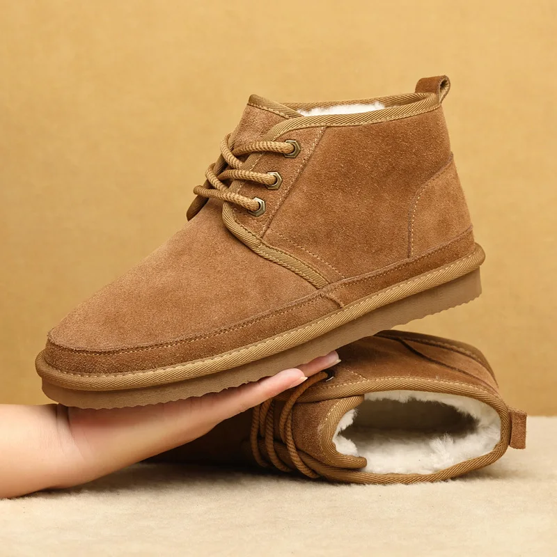 

Новая зимняя обувь для мужчин, зимние ботинки, классические высокие кеды из натуральной замши, повседневная обувь, мужские теплые плюшевые полусапожки