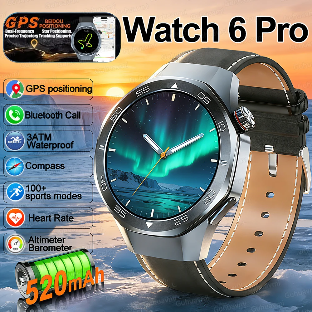 

New 1.53" HD Screen 3ATM Waterproof GPS Sports Smart Watch Heart Rate 520mAh Battery Bluetooth Call Smart Watches For man 2026