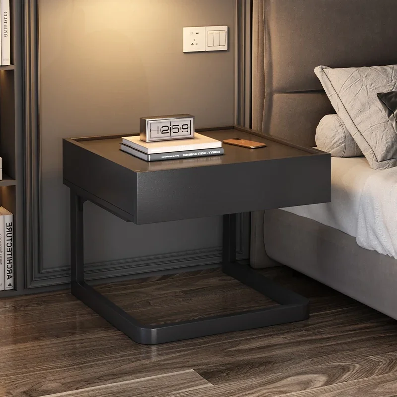 

Solid wood bedside table Simple modern hotel room Bedroom rack Suspension Light luxury Premium small bedside table