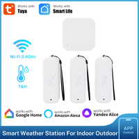 Tuya Smart Weather Station Indoor Wireless Room Sensor Digital WIFI Temperature Hygrometer Multiple Outdoor Sensors Smart Life