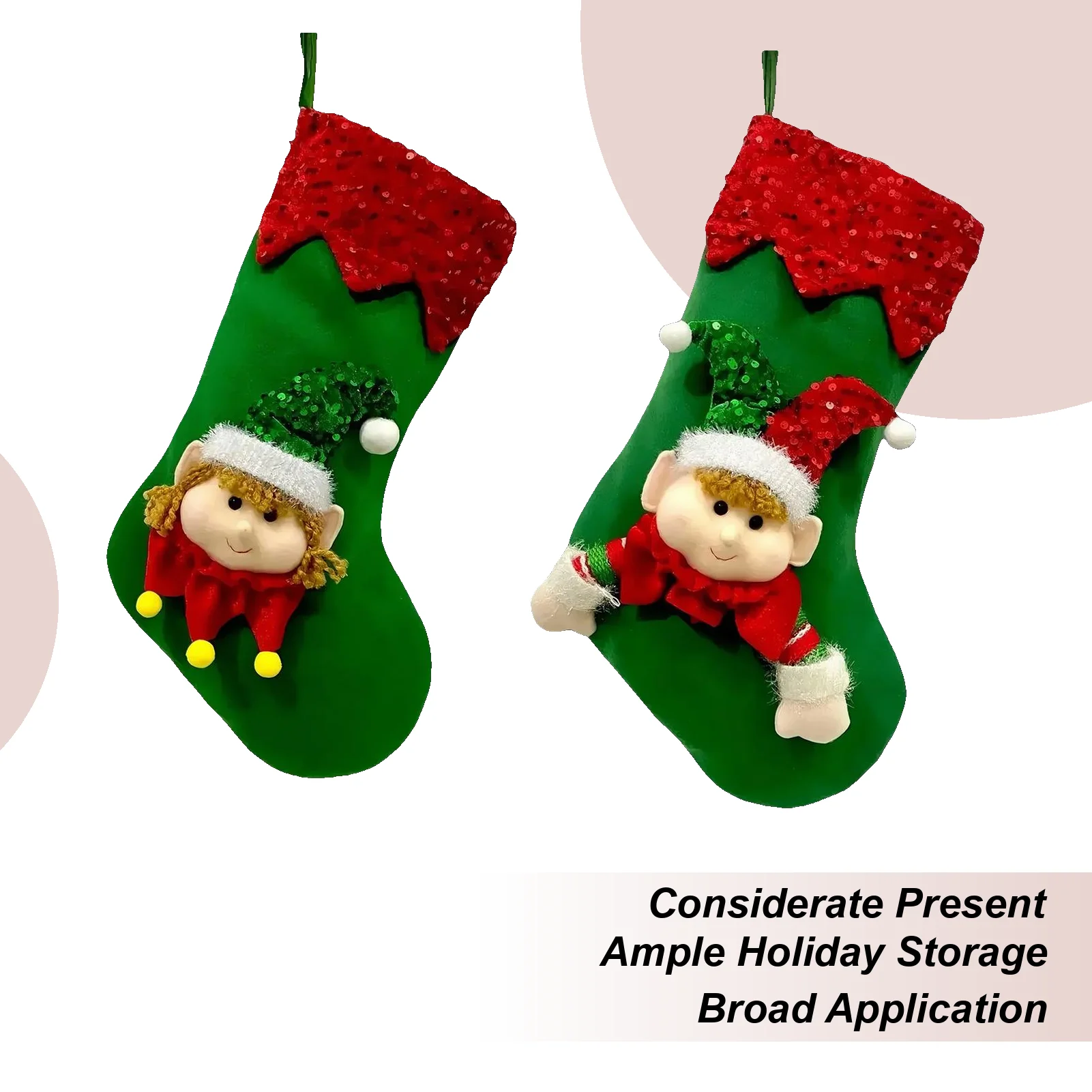 Medias para Navidad, bolsa de golosinas reutilizable, adornos navideños para la familia, árbol para niños, hogar, repisa, vacaciones, chimenea, fiesta, dulces