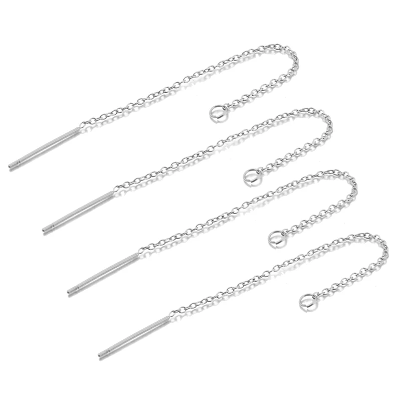 10Pcs Stainless Steel Long Chain Drop Sticker Dangle Drop Earrings Ear Line Chain For Diy Jewelry Makings