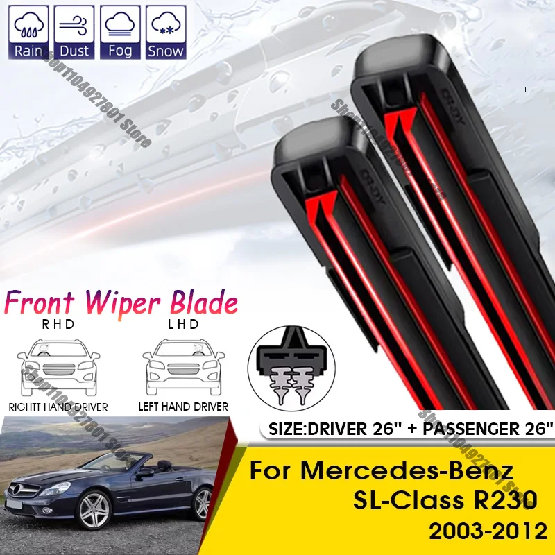 

Front Car Wiper Blade For Mercedes-Benz SL-Class R230 2003-2012 Windshield Windscreen Front Window Blades 26"+26"