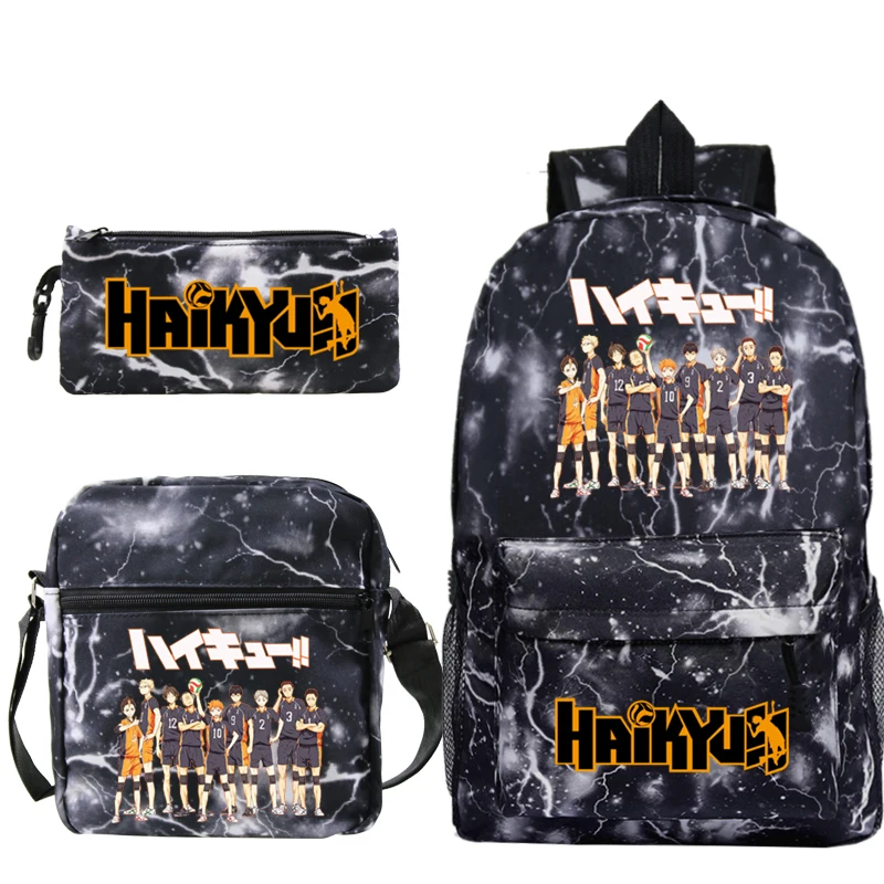 

Jpanese Manga Haikyuu Backpack Set, Large Capacity Students Backpack with Shoulder Bag & Pencil Case School Bags Travel Mochila