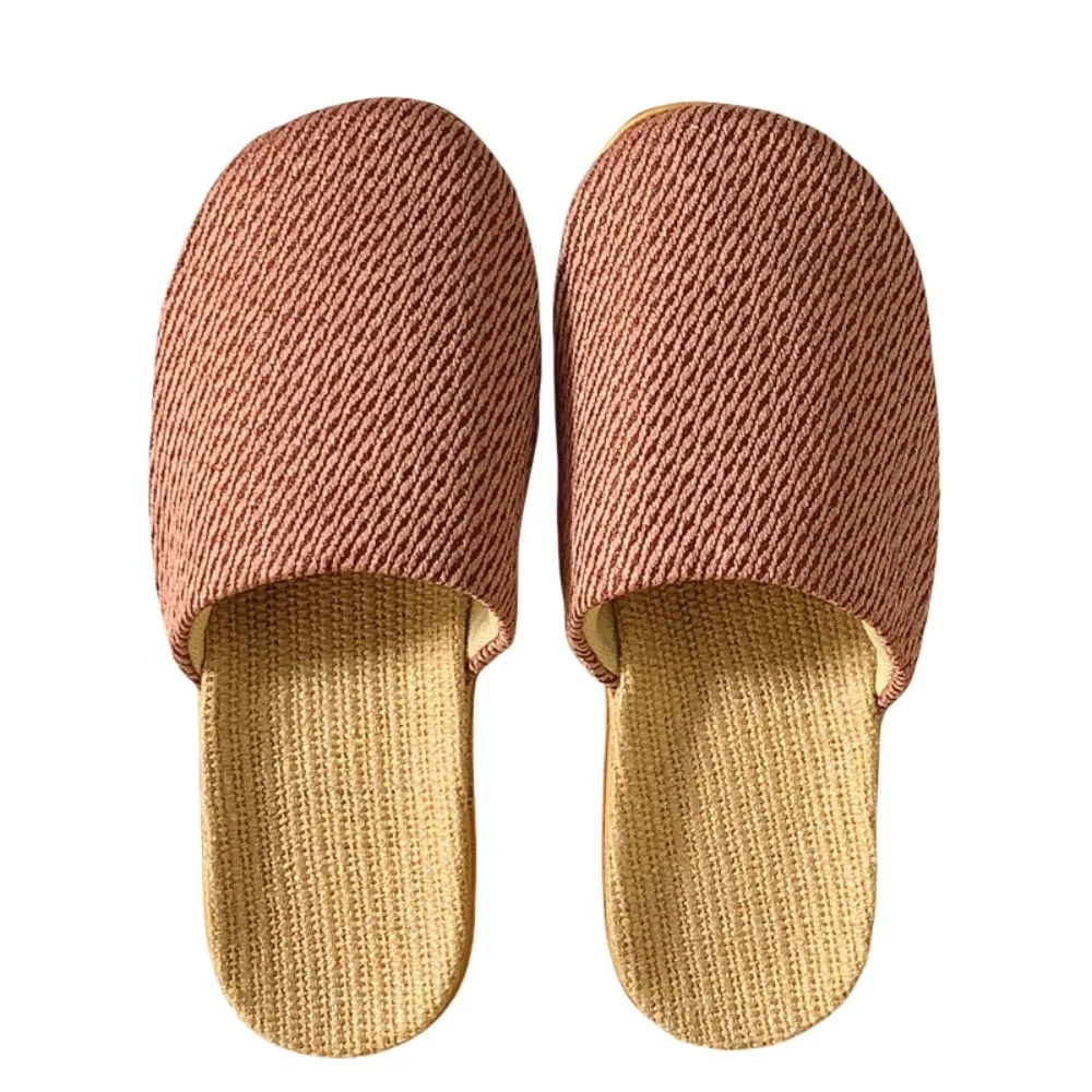 

Дышащие простые льняные тапочки с мягкой бесшумной подошвой, закрытые, противоскользящие, для дома и улицы