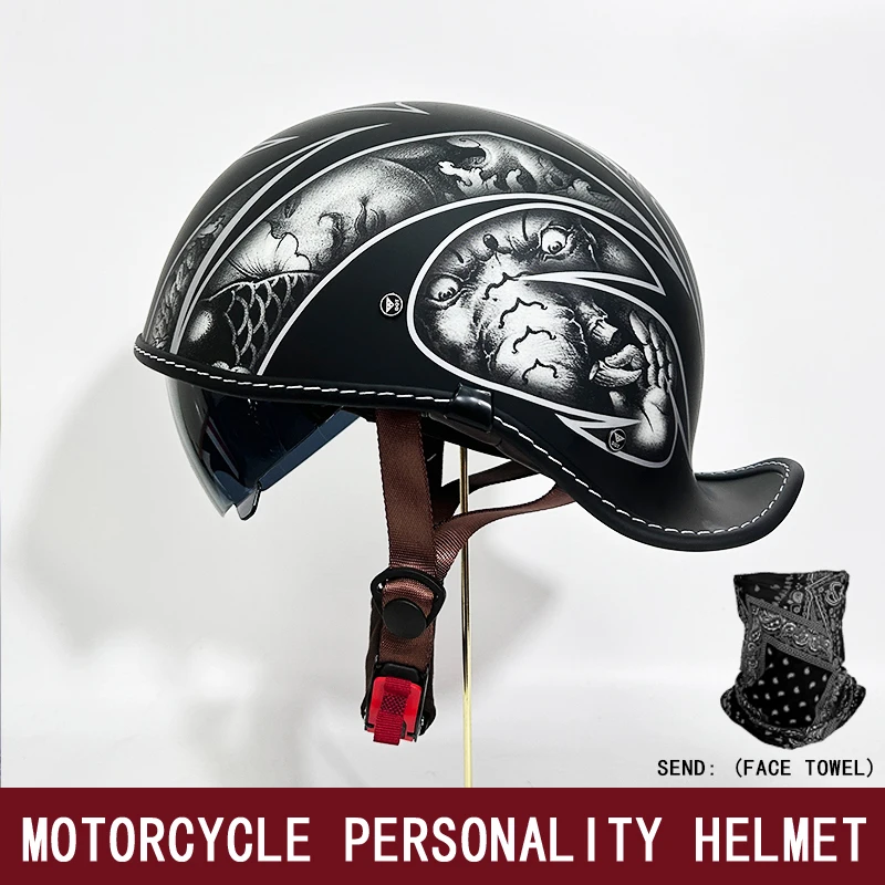 Retro Personality Men's and Women's Baseball Helmet Motorcycle Helmet Ladybug Helmet Bicycle Helmet Sunscreen Half Helmet
