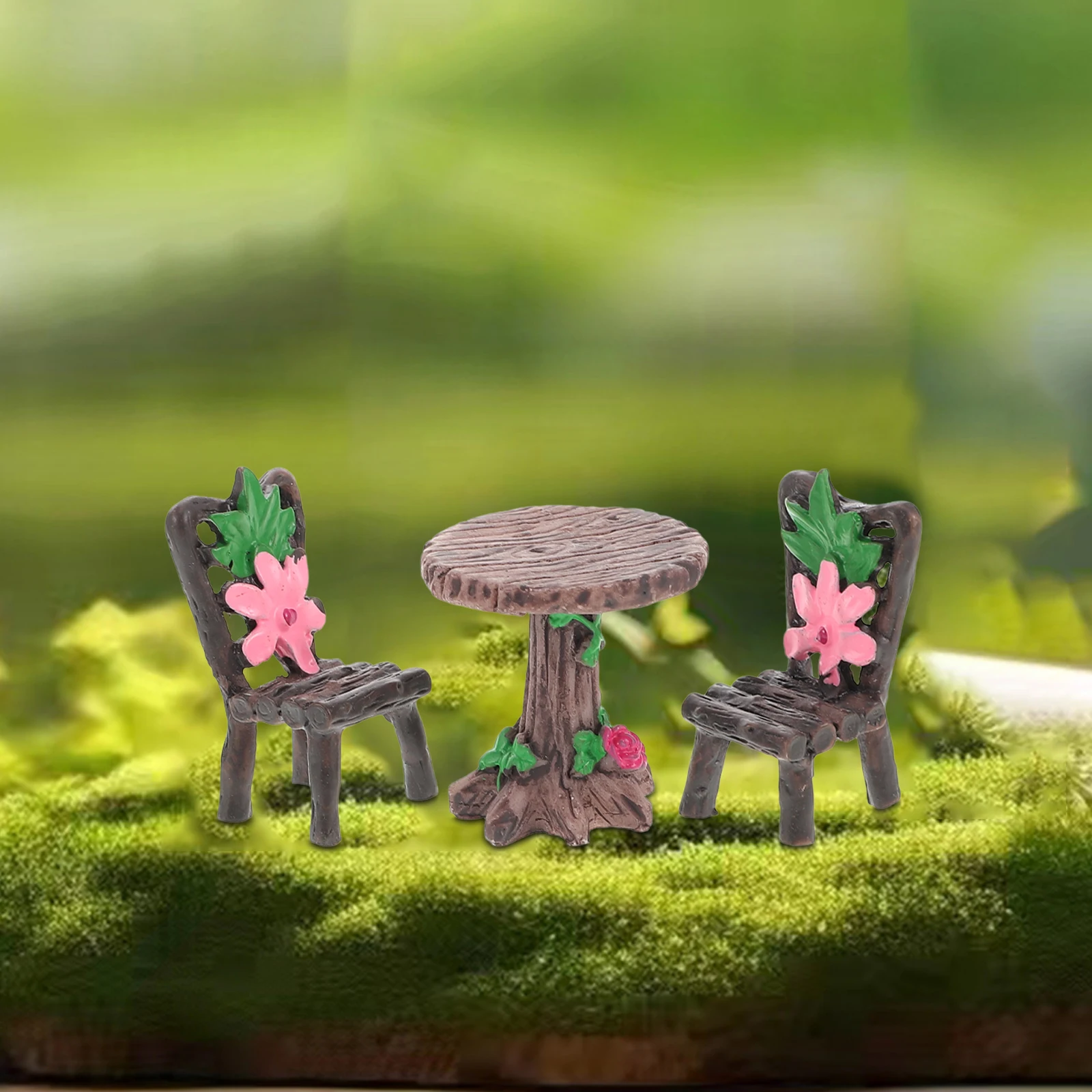 

2 Sets Moss Micro Landscape Ornaments Courtyard Resin Mini Dollhouse Garden Patio Furniture Outdoor Accessories