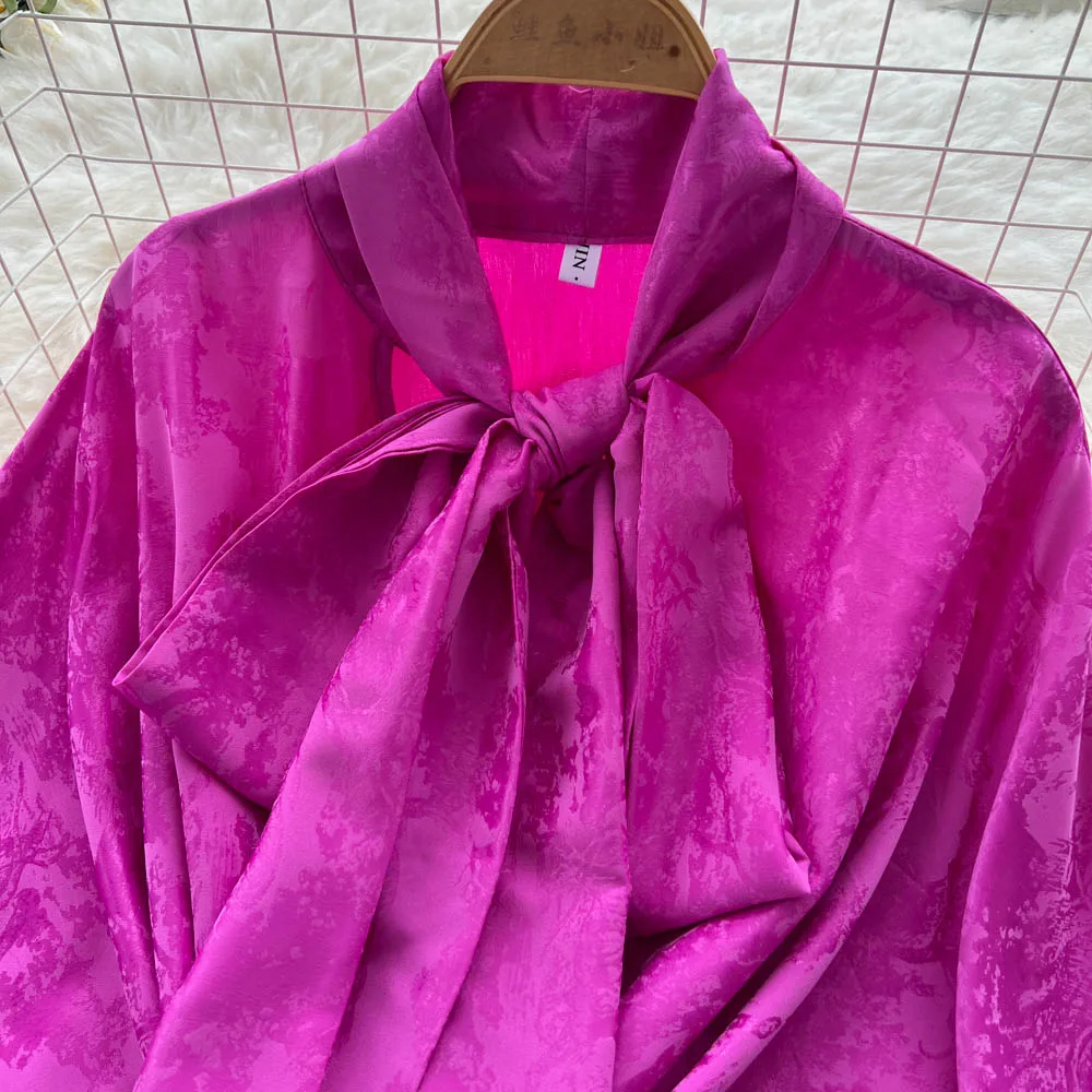 Chic vintage satin long sleeve asymmetrical Elegant Fairy korean fashion Boho Sundress women clothing Long dress