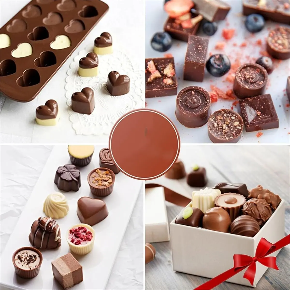 5PCS Silicone Chocolate Molds for Candy, Snacks & , 9 Shapes 93 Cavities Candle Soap Wax Melts Mold