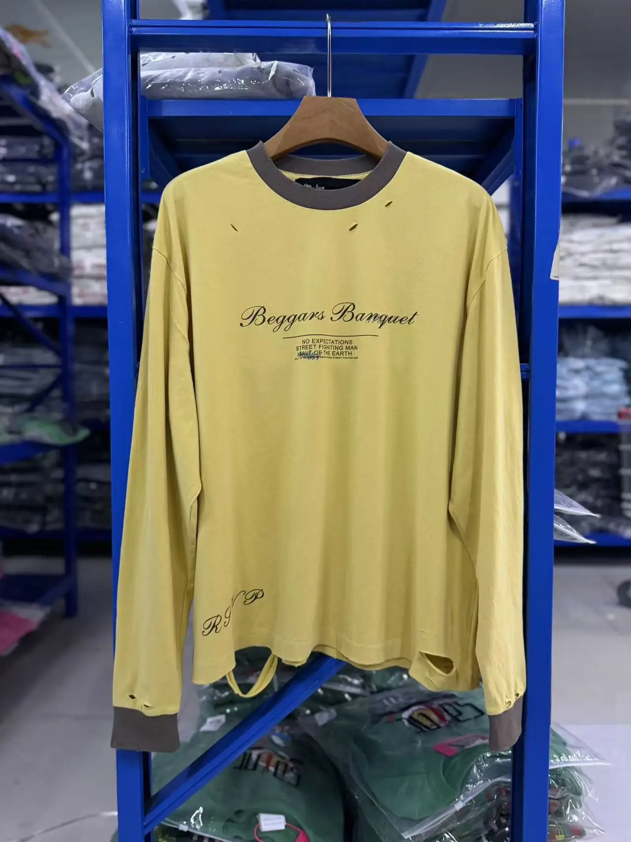 New Men paly Washed Yewllow Ripped‌ holes T Shirts T-Shirt Hip Hop Skateboard Street Cotton T-Shirts Tee Top US size A110