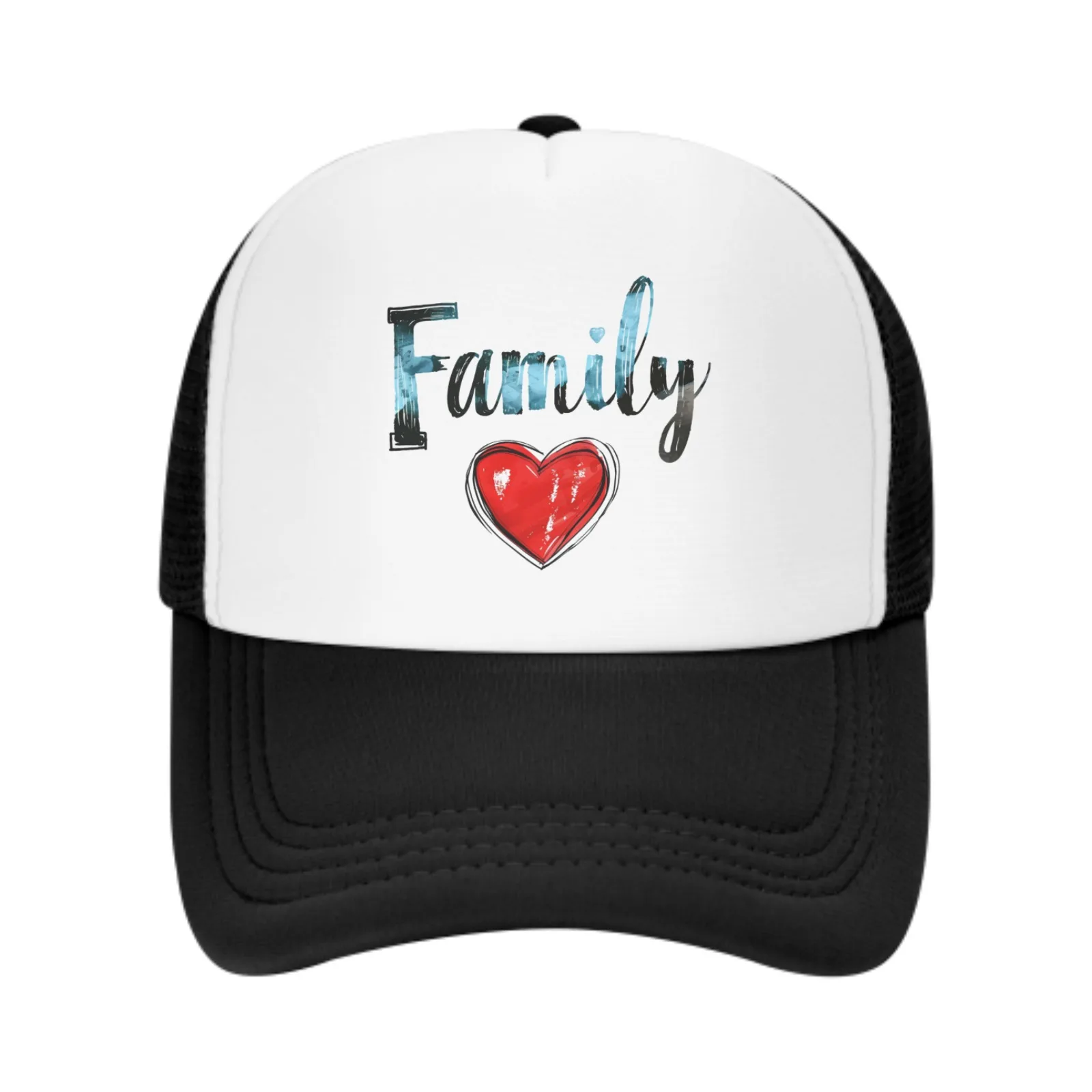 I Love My Family Baseball Cap for Men Women Trucker Mesh Hat Adjustable Sports Breathable Fashion Daily Travel Unisex