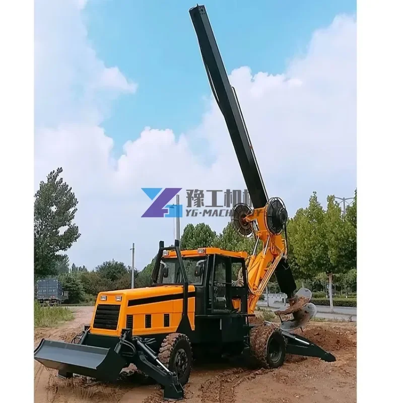 Photovoltaic Solar Ramming Machine Screw Pile Driver Hydraulic Post Hammer Pile Driver Crawler Rotary Drill Rig