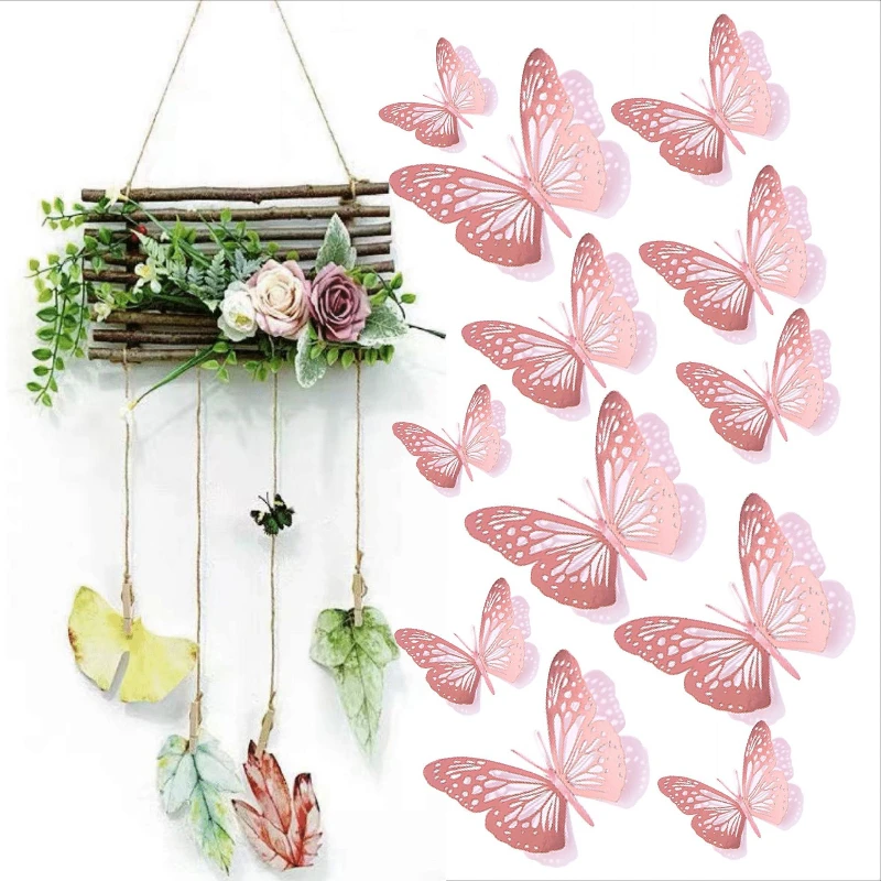 Hollow Three-dimensional Butterfly Wall Pasted Home Background Wall Room Decoration Colorful Butterfly Stickers Wall Decoration