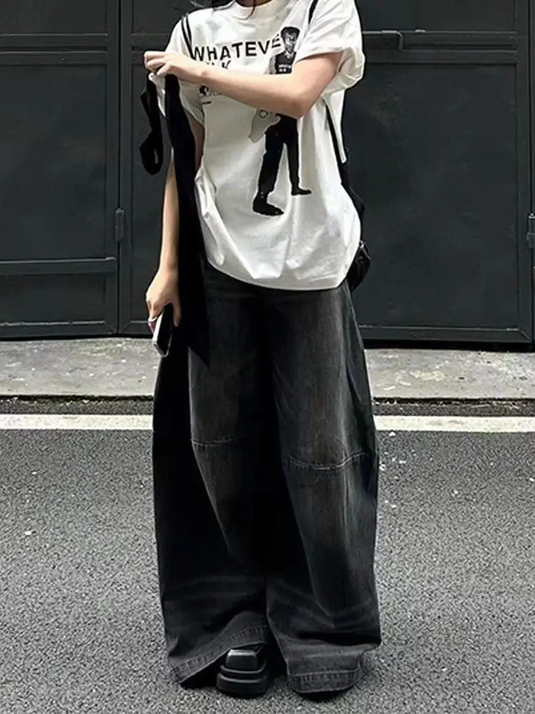 

202, осенне-зимние женские джинсовые брюки Dark Academia Abi Y2K, мужские широкие мешковатые джинсы, японские джинсы в стиле Харадзюку, джинсы в стиле панк Tide Mom