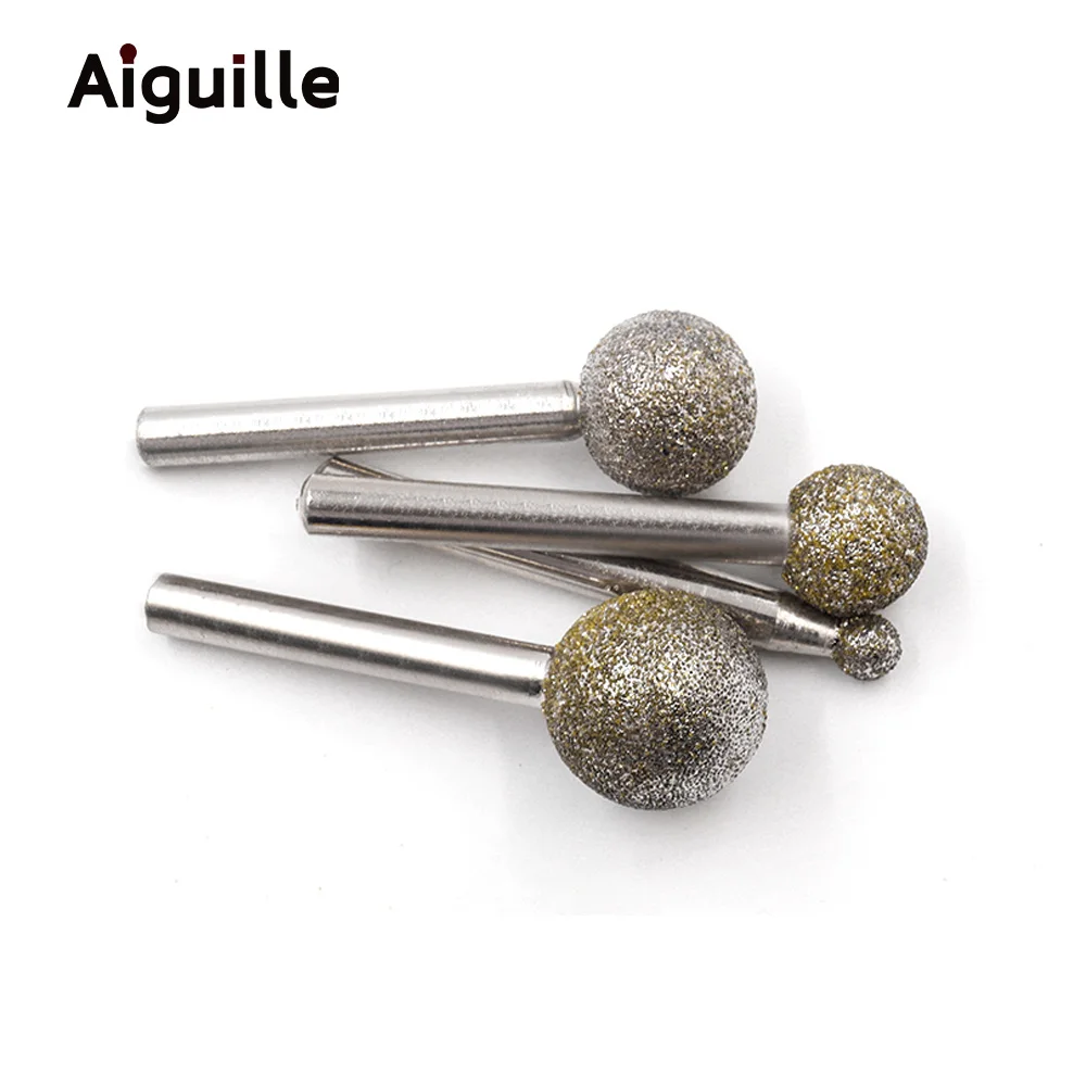 1pcs 60# Diamond Grinding Point Shank 6mm Stone Jade Diamond Grinding Burr 6mm-30mm Peeling Grinding Point for stone Working