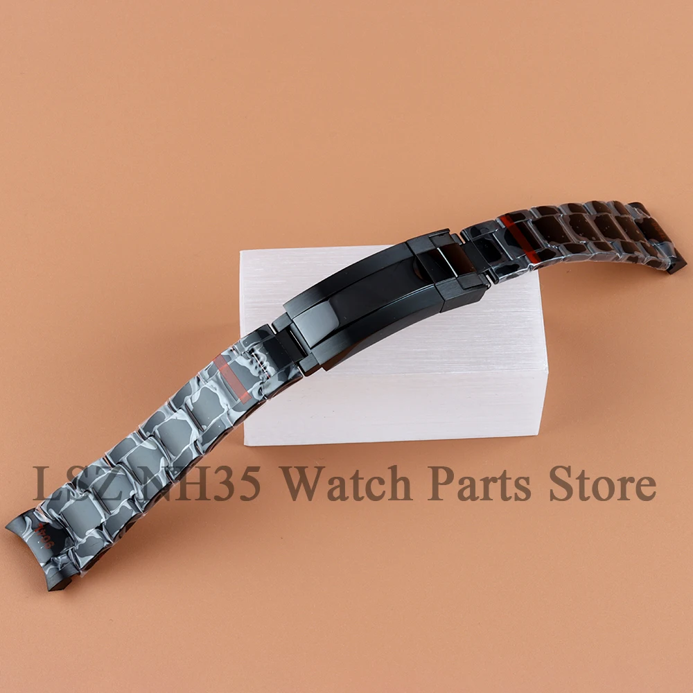 20mm Oyster Watch bands Rose Gold/Black/Silver Solid Stainless Steel Watch Bracelet For SUB GMT Log NH35 Case Watch Accessories