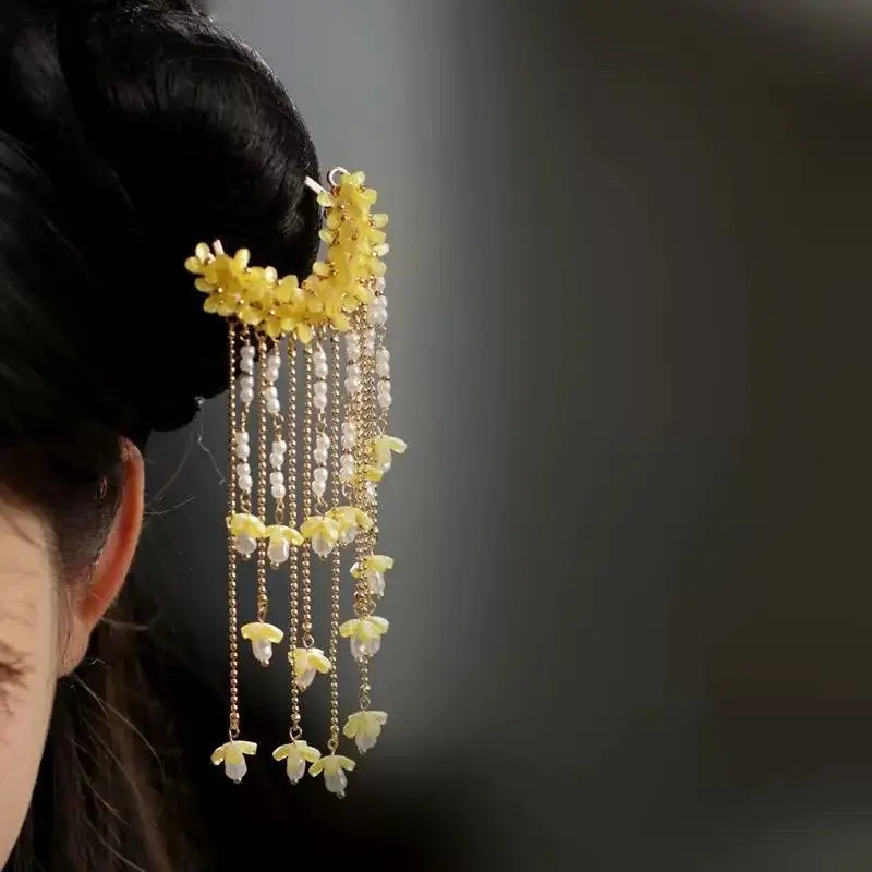 Oude Stijl Osmanthus Vloeiende Su Stap Schudden Haarspeld Hanfu Ma Mian Rok Qipao Opgerolde Haaraccessoires Hoofddeksels