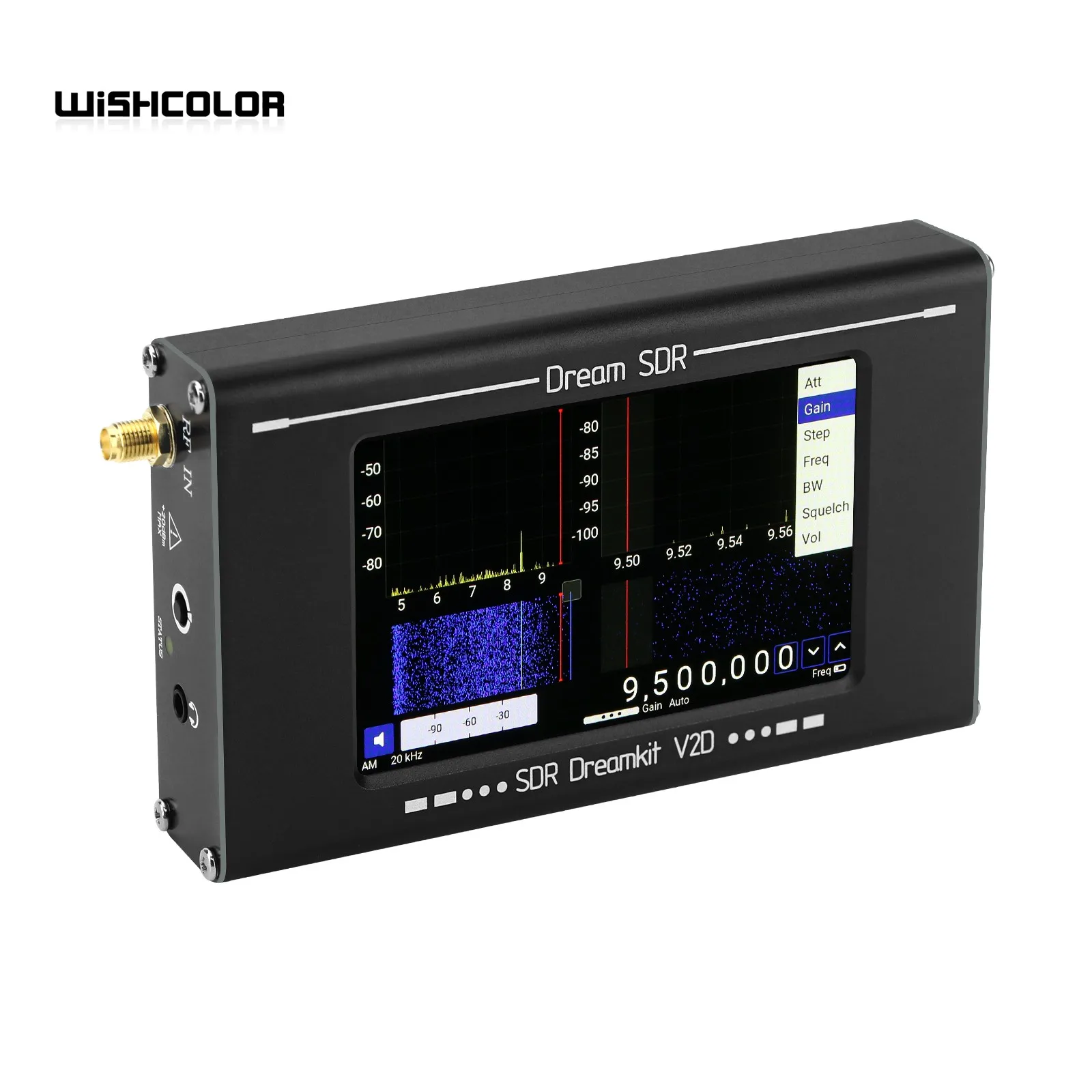 HAMGEEK SDR Dreamkit V2D 100KHz-2800MHz All Band Radio Portable Radio Receiver with 5.3MHz Bandwidth 4" Screen for PC