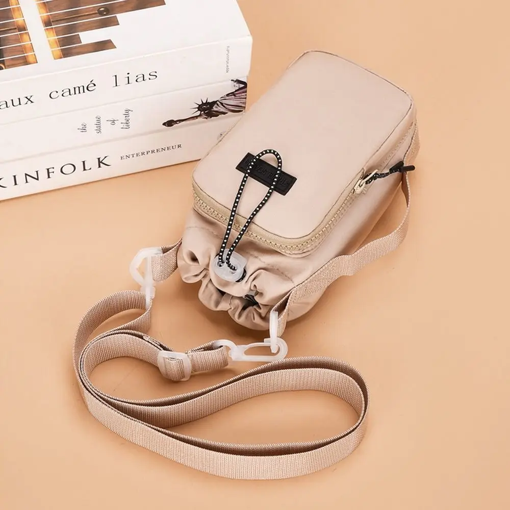 Adjustable Shoulder Strap Crossbody Water Bottle Bag Thermal Vacuum Insulation Drawstring Design Portable Cup Sleeve