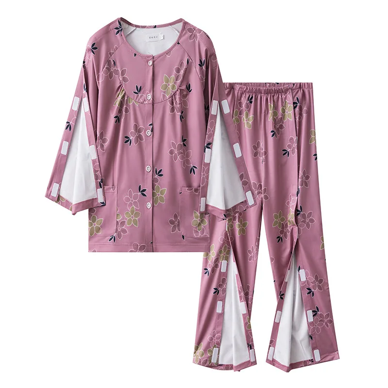 

Women's Hospital Gowns for Fracture Patients Floral Cotton Carewear for Bedridden Seniors Disability Products