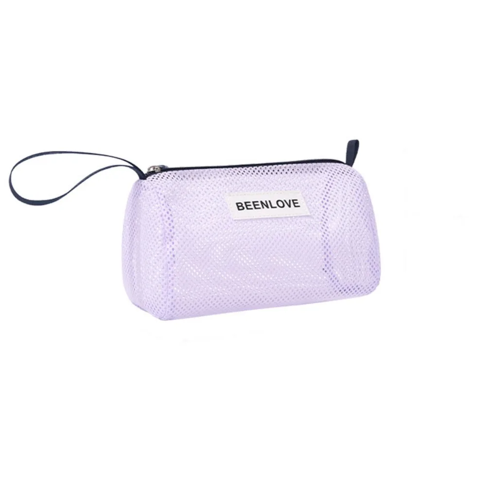 

Fashion Large Capacity Beach Mesh Bag Handheld Breathable Cosmetic Zipper Pouch Space-Saving Reusable Mesh Makeup Bag Travel