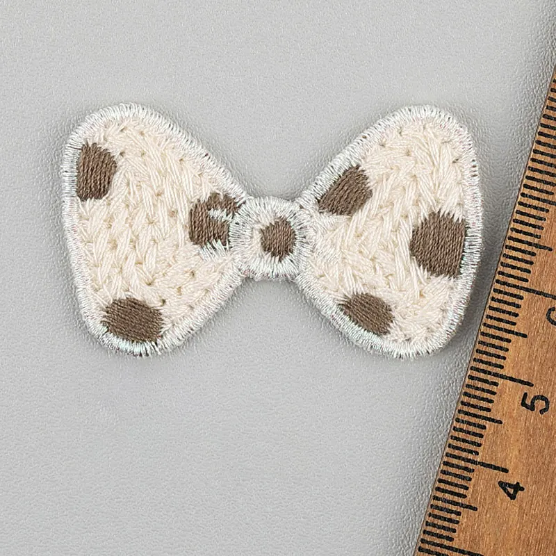 20 Stück gestrickte, bestickte Schleifen-Aufnäher für DIY-Kinderkleidung, Haarspangen, Schuhe, Socken, dekorative Aufnäher – Detail 7