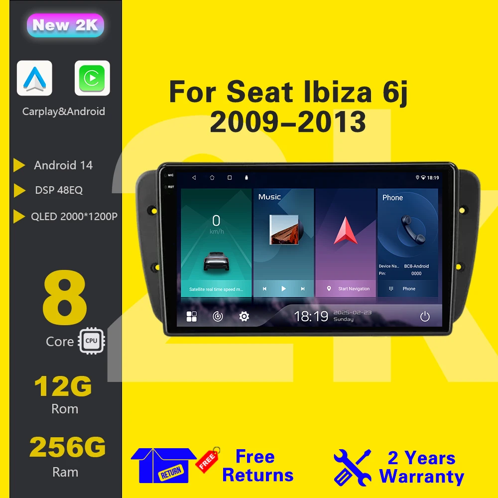 

Car Radio Carplay Android 14 for Seat Ibiza 6j 2009-2013 2010 Multimedia Video Player Auto stereo
