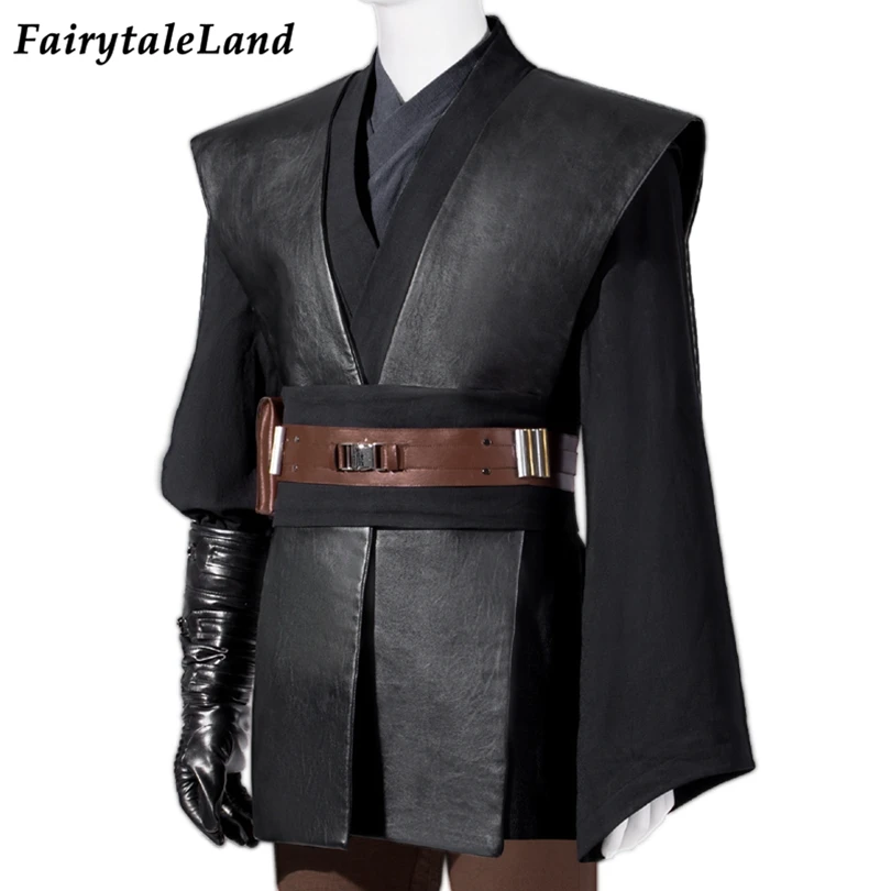 High Quality Halloween Carnival Superhero Cosplay Anakin Costume Jedi Soldier Black Uniform Custom Made