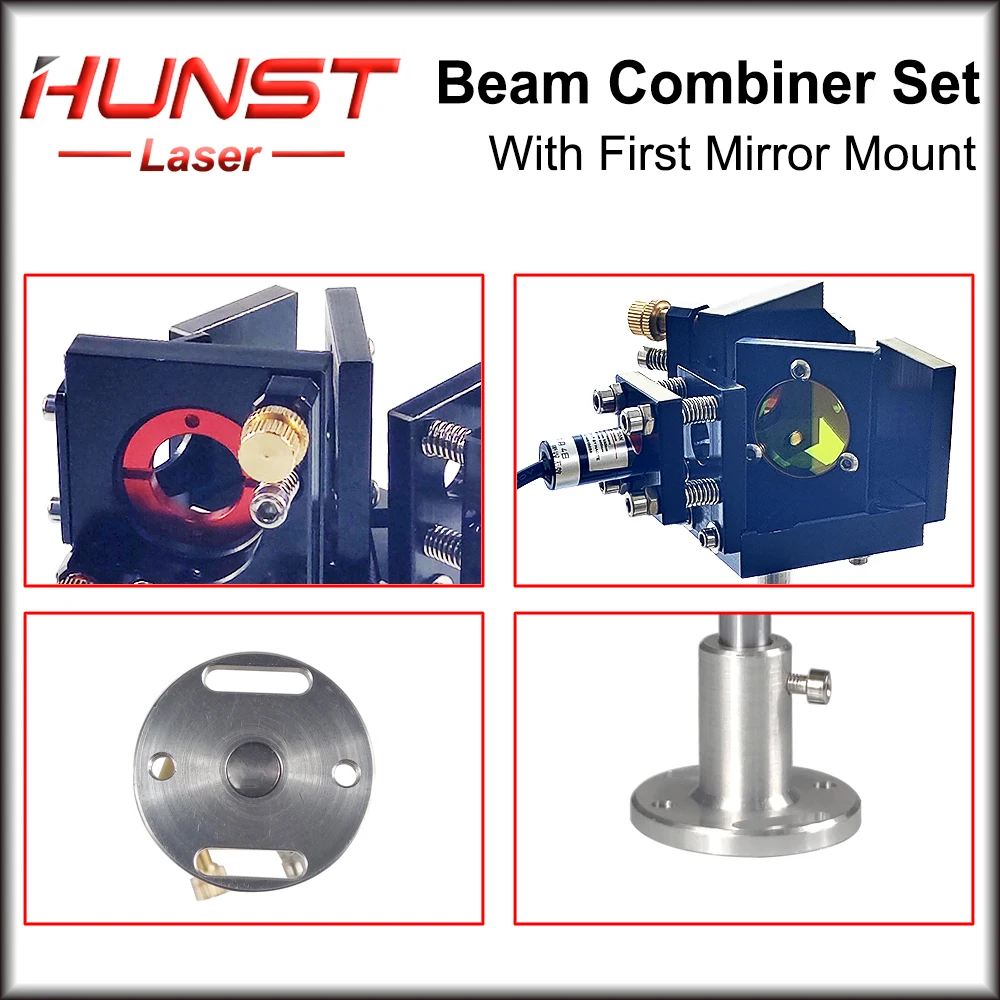 HUNST Beam Combiner Set 25mm Laser Beam Combiner +Mirror Mount + Laser Red Pointer for CO2 Laser Engraving Cutting Machine.