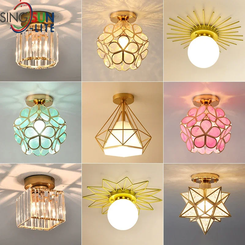 Crystal Petal Ceiling Light Modern Aisle Porch Balcony  Lamps  Bedroom Living Room Corridor Balcony Nodic Lights