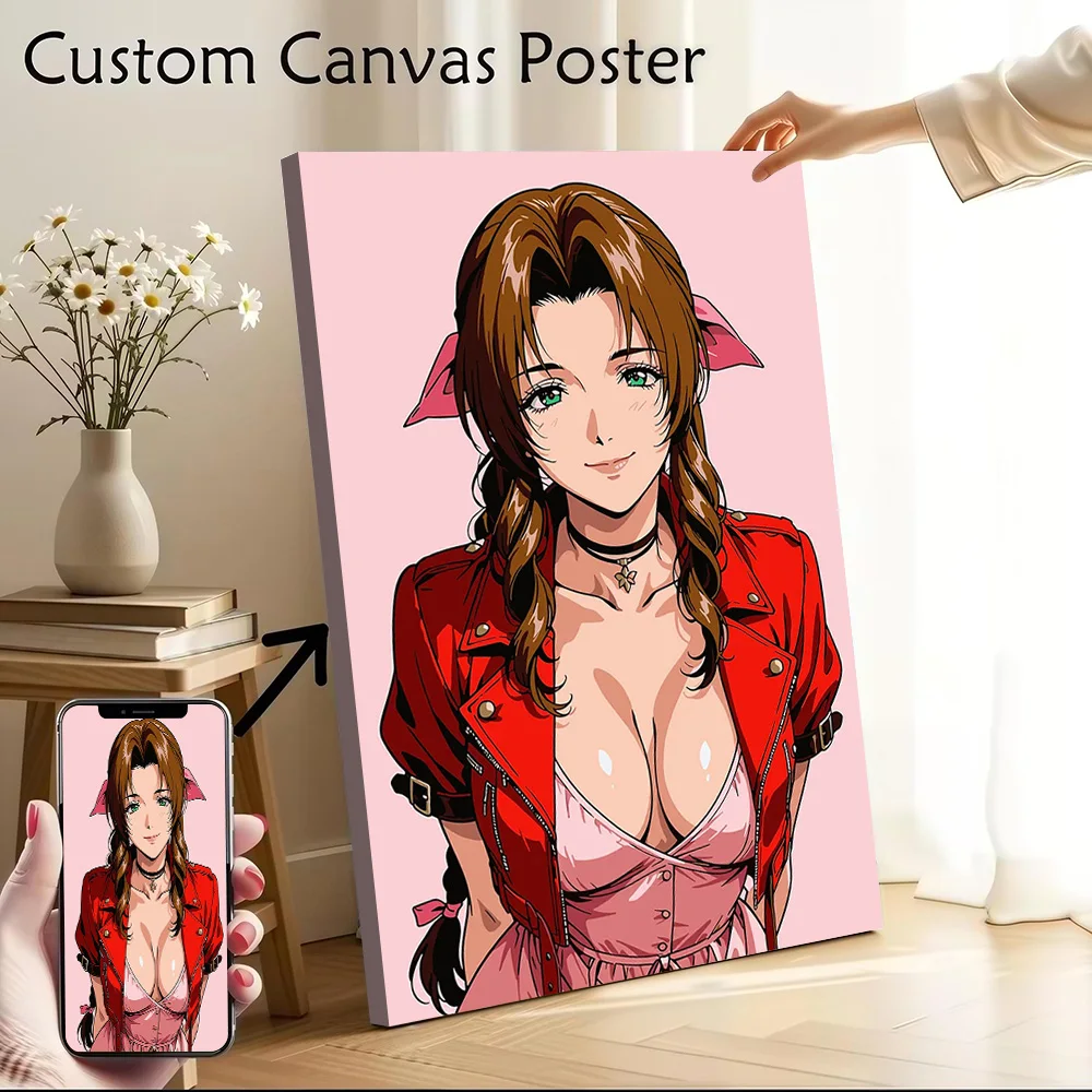 Fantasy Aerith Printed Canvas Poster Custom Pictures Wall Art Canvas Painting for Room Decoration Gaming Interior Accessories
