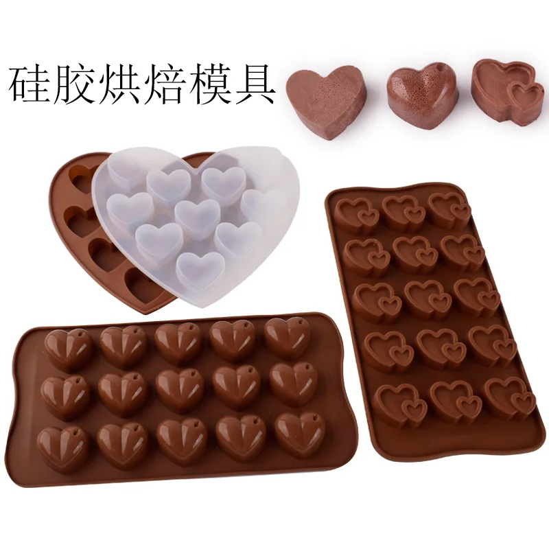 Love Heart Chocolate Silicon Mold Food Grade DIY Silicone Flower Mold Cake Baking Design Donuts Candy Mold Decoration Kitchen