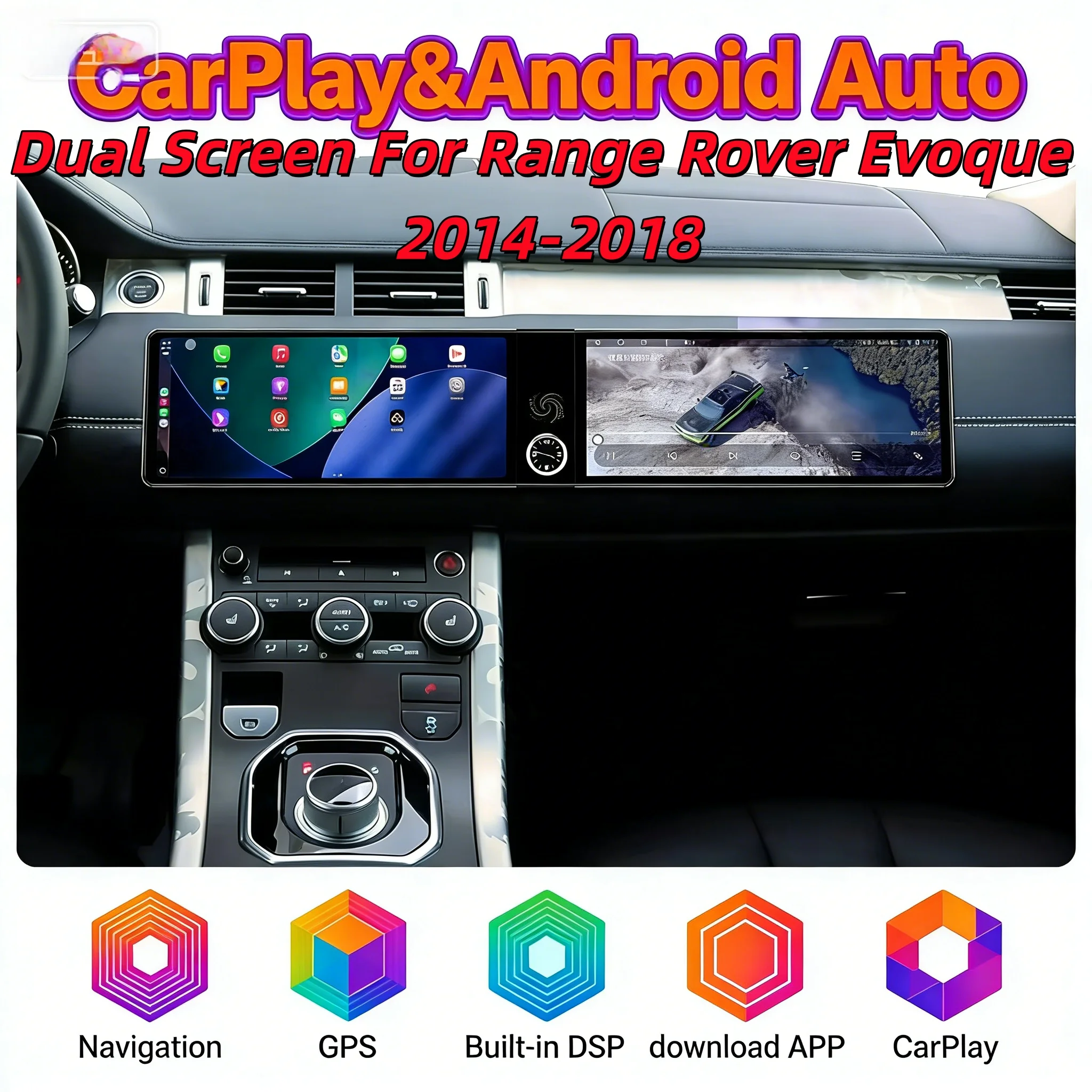 LHD RHD Multimedia Wireless Carplay Player For Range Rover Evoque 2014-2018 Android Bluetooth Auto Radio Dual Screen Stereo DSP