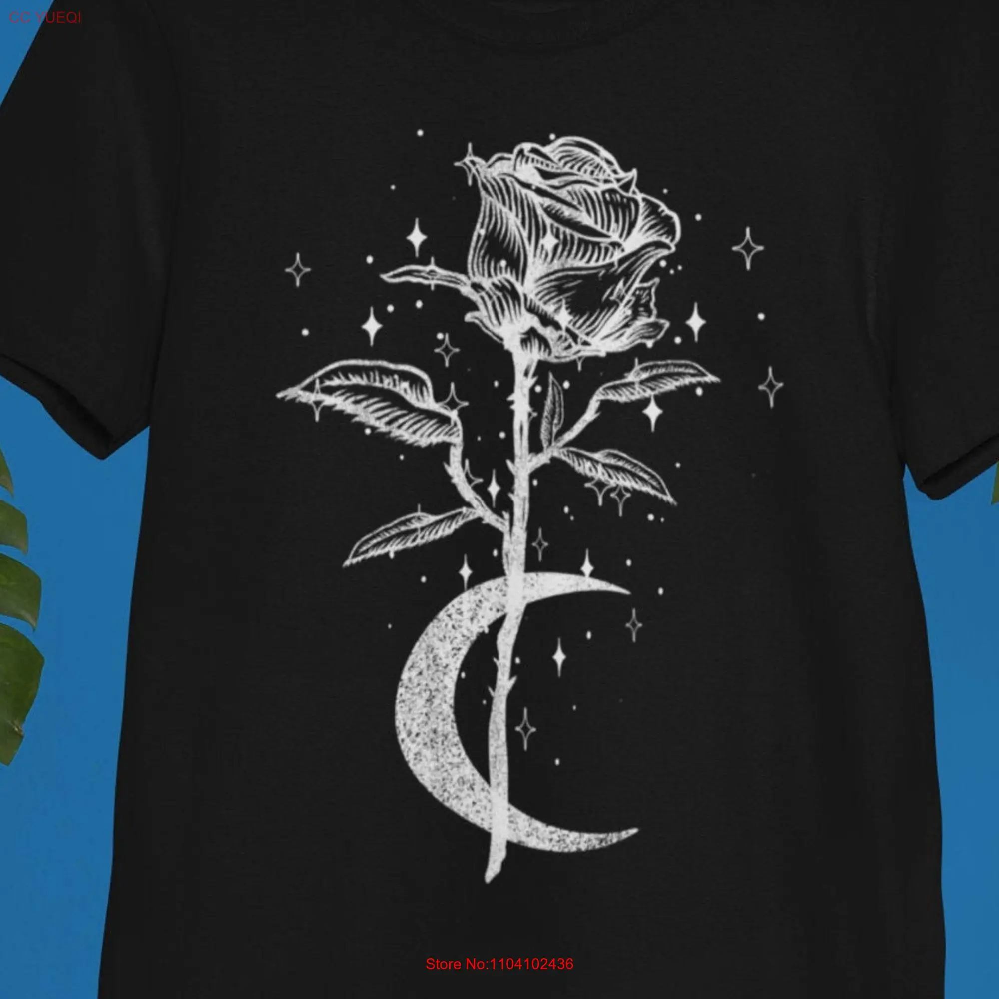 Rose Moon shirt Gothic t Grunge Wiccan Clothing Witchcraft Clothes Spiritual Apparel Witchy Women long or short sleeves