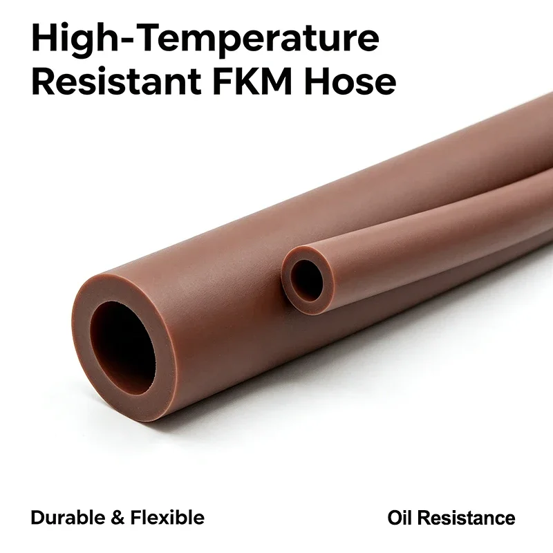 Brown FKM Rubber Tube 1/2/3/5M High-Temperature Resistant Oil and Corrosion Resistance Hose For Industrial Equipment ID 2mm~14mm