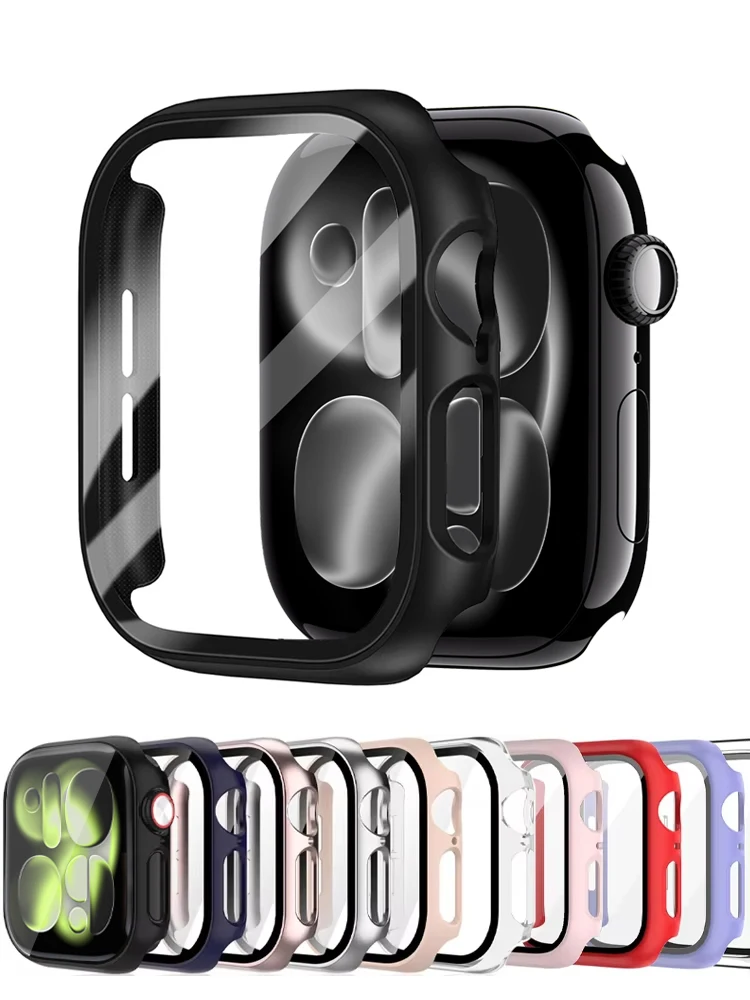 Cover For Apple Watch Case 12 11 10 46mm 42mm Accessories Screen Protector Tempered Glass PC Bumper iWatch Series 11 Protective