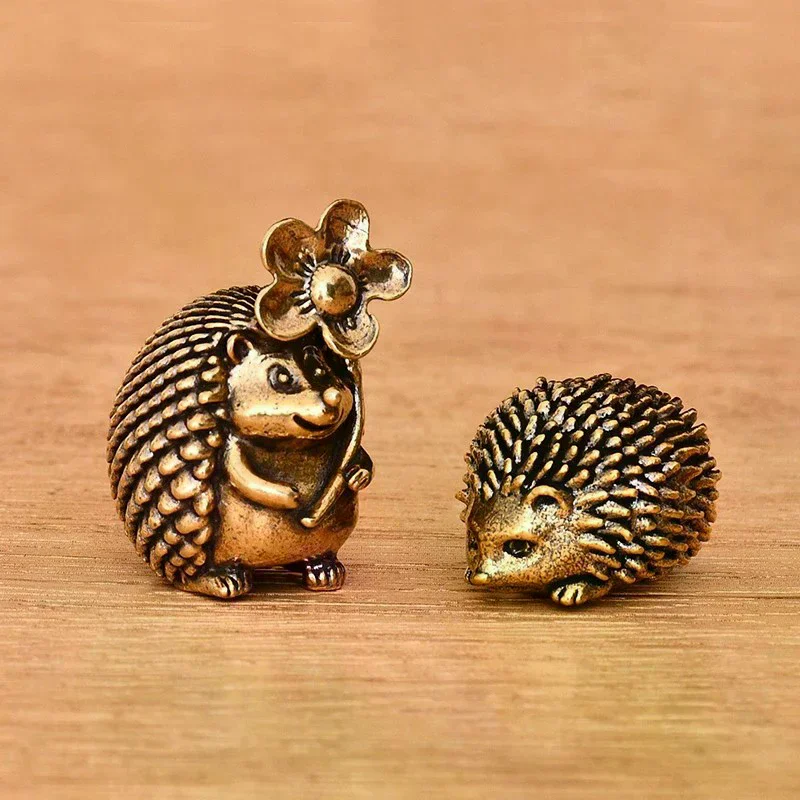 Solid Brass Antique Animal Sculpture Crafts Desk Tea Table Decoration Home Decor Antique Hedgehog Small Ornaments