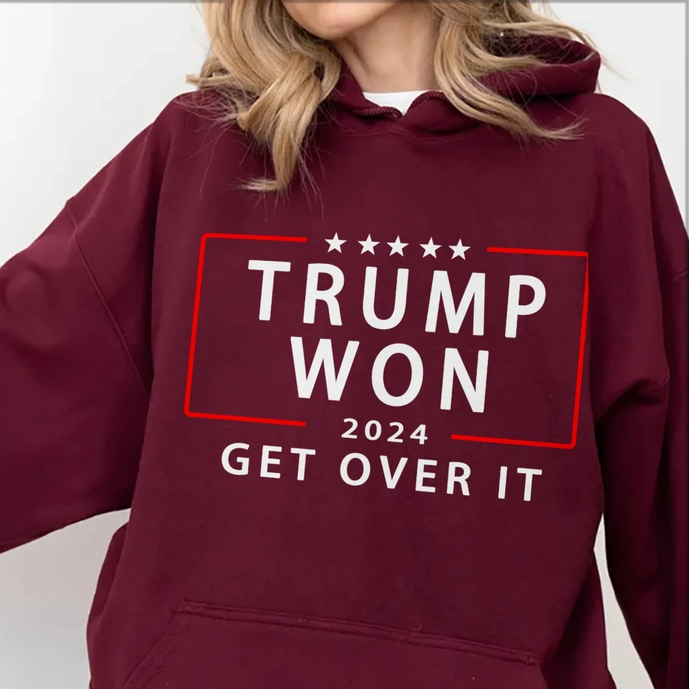 Baumwollpullover mit Kapuze, Trump, Präsident der Vereinigten Staaten, Buchstaben-Grafikdruck, lockeres Schulter-Sweatshirt