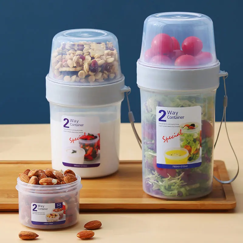 Breakfast On The Go Cups, Salad Cup To Go, Take And Go Yogurt Cereal Overnight Oats Snack Parfait Containers & Salad Dressing