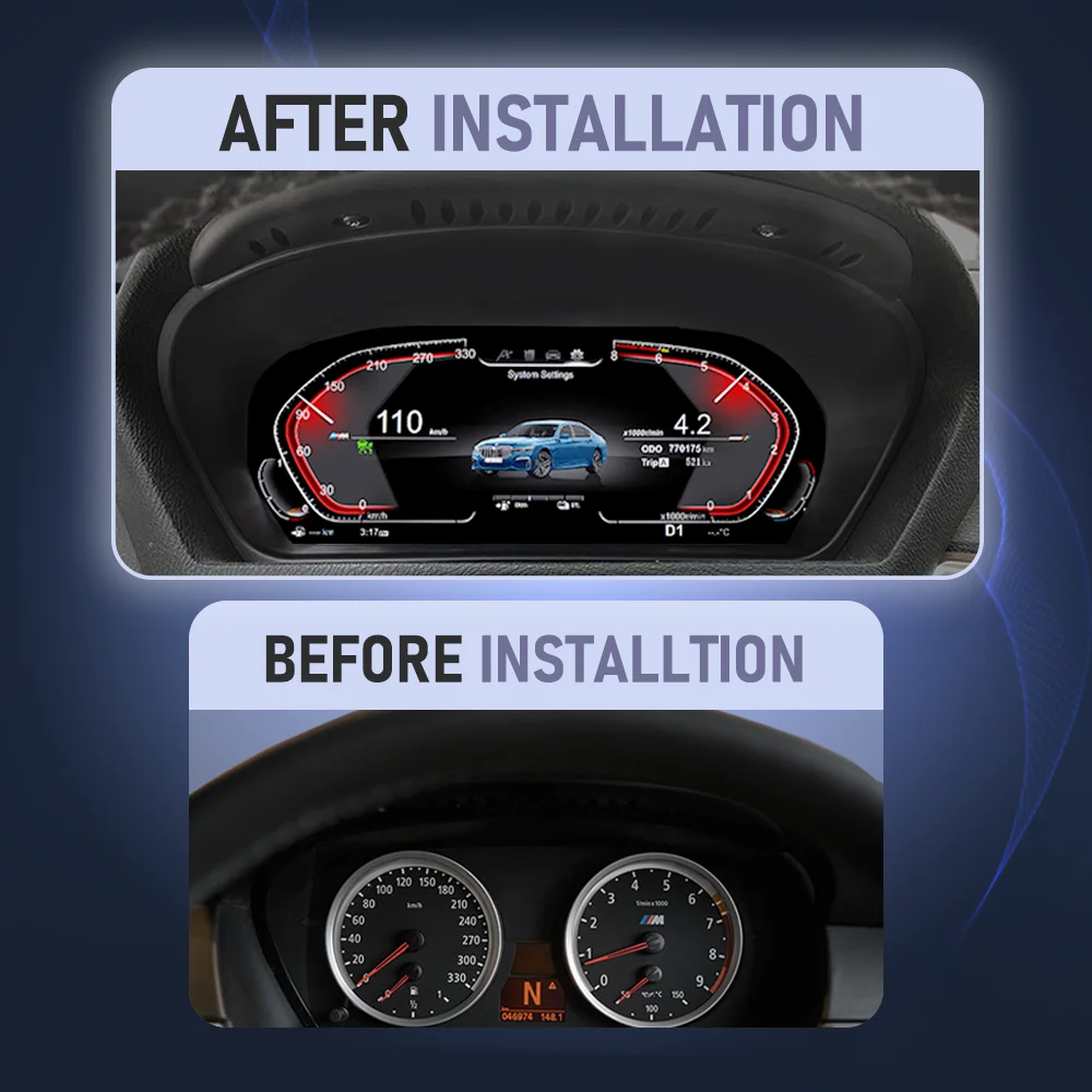 BONROAD 1920*720P LCD لوحة القيادة الرقمية لوحة العنقودية لسيارات BMW 5 Series E60 E61 عداد السرعة التلقائي Virtuele قمرة القيادة Voor