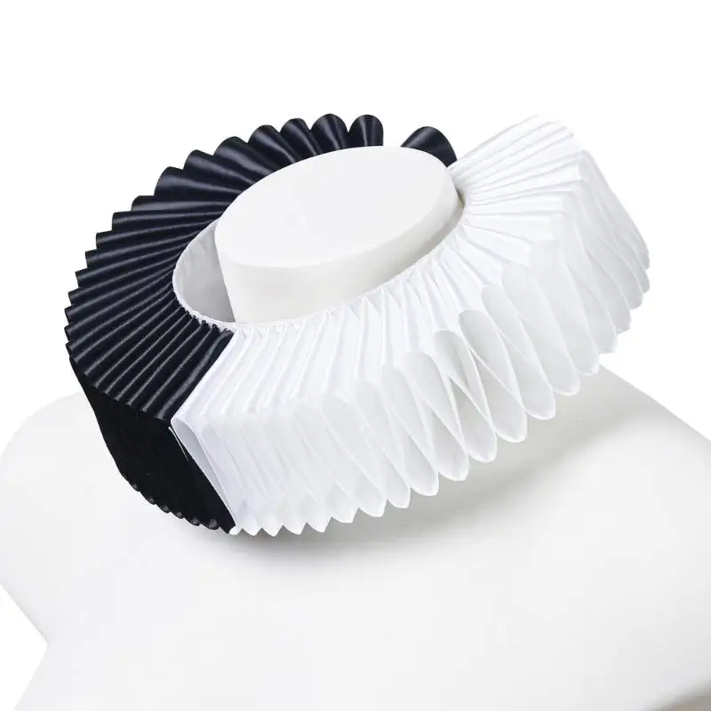 L5YA فيكتوري بياقة قابلة للفصل وياقة مكشكشة للزي الرسمي الكاجوال