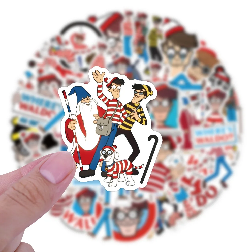 10/50pcs Cute Wheres Waldo Stickers Aesthetic Decals Decorative Scrapbook Notebook Phone Luggage Sticker