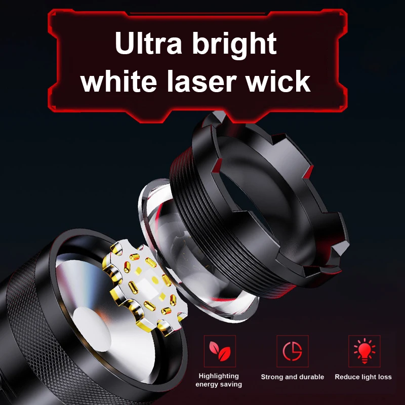 Ajuste de brillo de linterna LED recargable súper potente Linterias tácticas multifuncionales 600W Banco de energía de largo alcance
