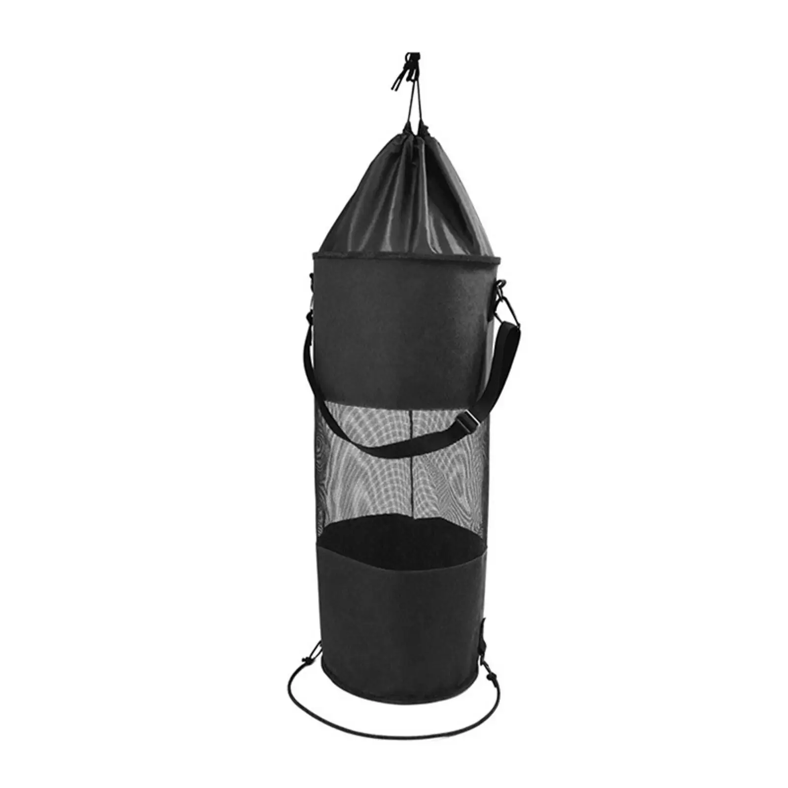 Maritime Waste Container Oxford Hanging Trash Bin Alternative with Carry Straps Circular Support for Marine Camping