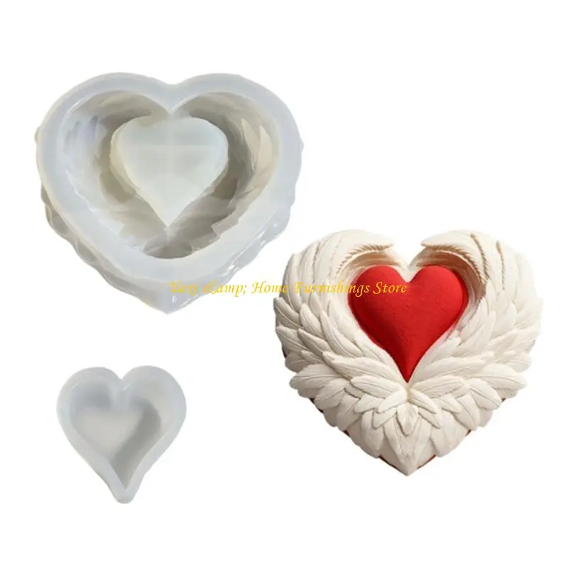 W8EA Unique Heart Silicone Molds Fondant Chocolate Molds Holiday Baking Decorating Tool Nonstick Mousses Cake Molds