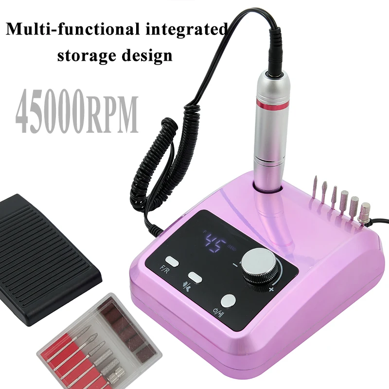 30W 45000RPM Nail Drill Machine Kits Professional Nail Lathe Sander with Large LCD Screen Electric Manicure Polisher for Nails