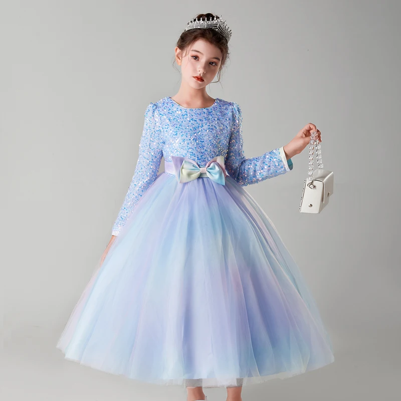 Girl dress princess dress dye long sleeve fantasy princess dress long Pengpengskirt sweet and lovely dress dress Christmas