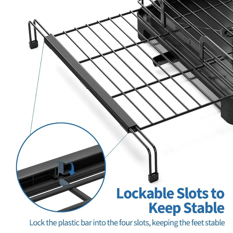 رف تجفيف الأطباق قابل للتمديد من طبقتين لطاولة المطبخ، مصمم لتجفيف الأطباق الكبيرة القابلة للتوسيع لتناسب الحوض 3 في 1 متعدد الوظائف #6